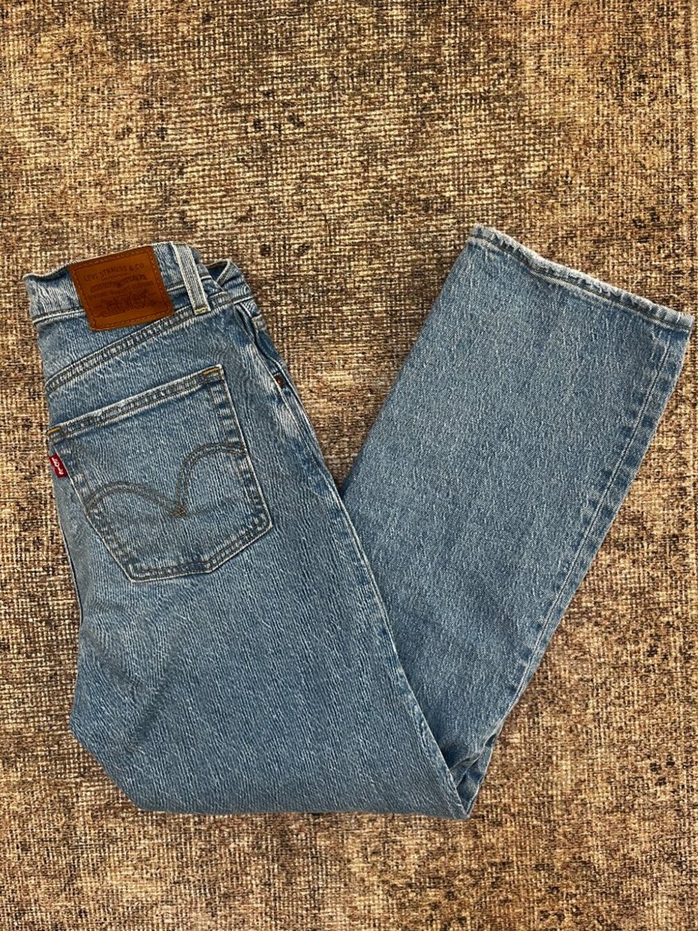 Levi's Light Blue Distressed Ribcage Straight Ankle Button Fly Denim Jeans 27
